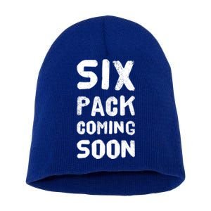 Funny Bodybuilding Gym Training 6 Pack Coming Soon Cool Gift Short Acrylic Beanie