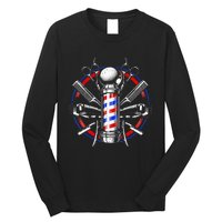 Funny Barber Gift For Men Barbershop Pole Tools Hairstylist Long Sleeve Shirt