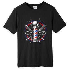 Funny Barber Gift For Men Barbershop Pole Tools Hairstylist Tall Fusion ChromaSoft Performance T-Shirt