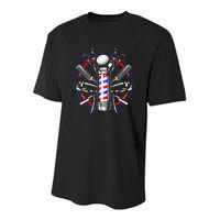 Funny Barber Gift For Men Barbershop Pole Tools Hairstylist Youth Performance Sprint T-Shirt