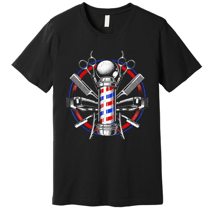 Funny Barber Gift For Men Barbershop Pole Tools Hairstylist Premium T-Shirt