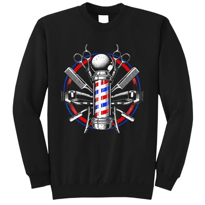 Funny Barber Gift For Men Barbershop Pole Tools Hairstylist Tall Sweatshirt