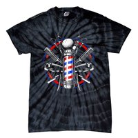 Funny Barber Gift For Men Barbershop Pole Tools Hairstylist Tie-Dye T-Shirt