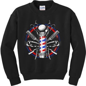 Funny Barber Gift For Men Barbershop Pole Tools Hairstylist Kids Sweatshirt