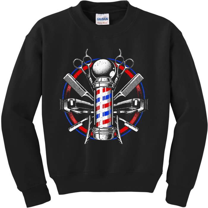 Funny Barber Gift For Men Barbershop Pole Tools Hairstylist Kids Sweatshirt