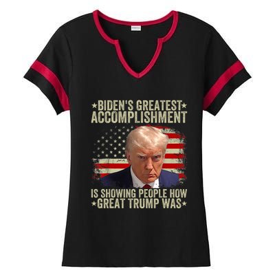 Funny BidenS Greatest Accomplishment Is Showing Trump 2024 Ladies Halftime Notch Neck Tee