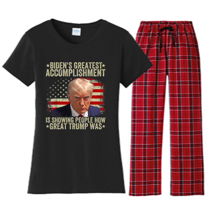 Funny BidenS Greatest Accomplishment Is Showing Trump 2024 Women's Flannel Pajama Set