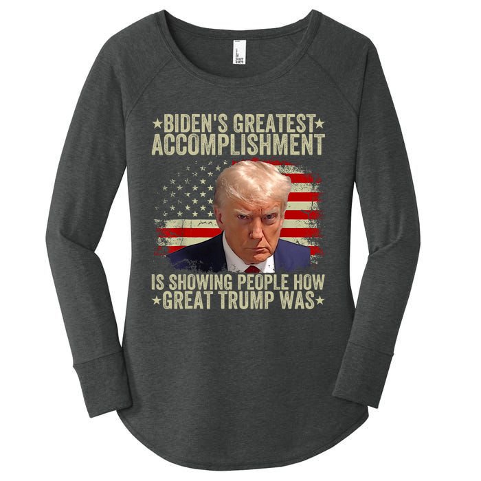 Funny BidenS Greatest Accomplishment Is Showing Trump 2024 Women's Perfect Tri Tunic Long Sleeve Shirt