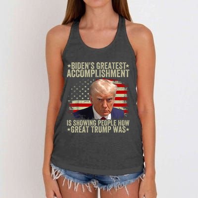 Funny BidenS Greatest Accomplishment Is Showing Trump 2024 Women's Knotted Racerback Tank