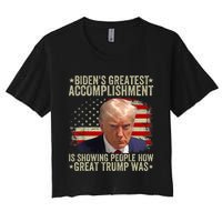 Funny BidenS Greatest Accomplishment Is Showing Trump 2024 Women's Crop Top Tee