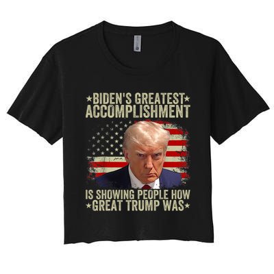 Funny BidenS Greatest Accomplishment Is Showing Trump 2024 Women's Crop Top Tee