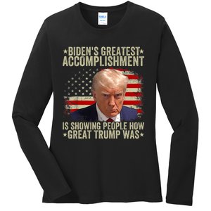 Funny BidenS Greatest Accomplishment Is Showing Trump 2024 Ladies Long Sleeve Shirt