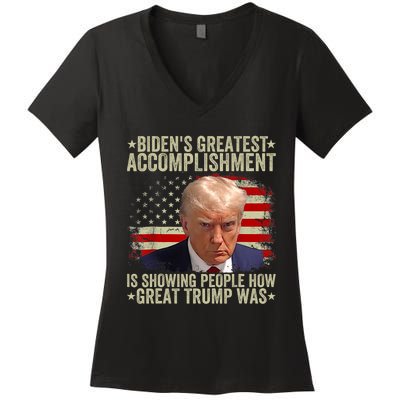 Funny BidenS Greatest Accomplishment Is Showing Trump 2024 Women's V-Neck T-Shirt