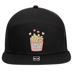 Fries Before Guys Cute Valentine's Day 7 Panel Mesh Trucker Snapback Hat