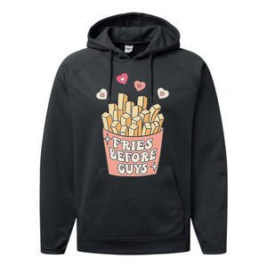 Fries Before Guys Cute Valentine's Day Performance Fleece Hoodie