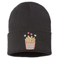 Fries Before Guys Cute Valentine's Day Sustainable Knit Beanie