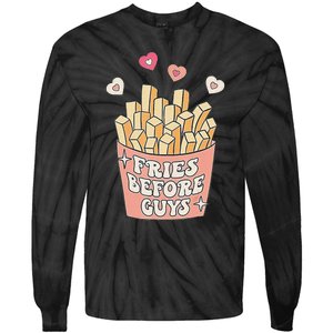 Fries Before Guys Cute Valentine's Day Tie-Dye Long Sleeve Shirt