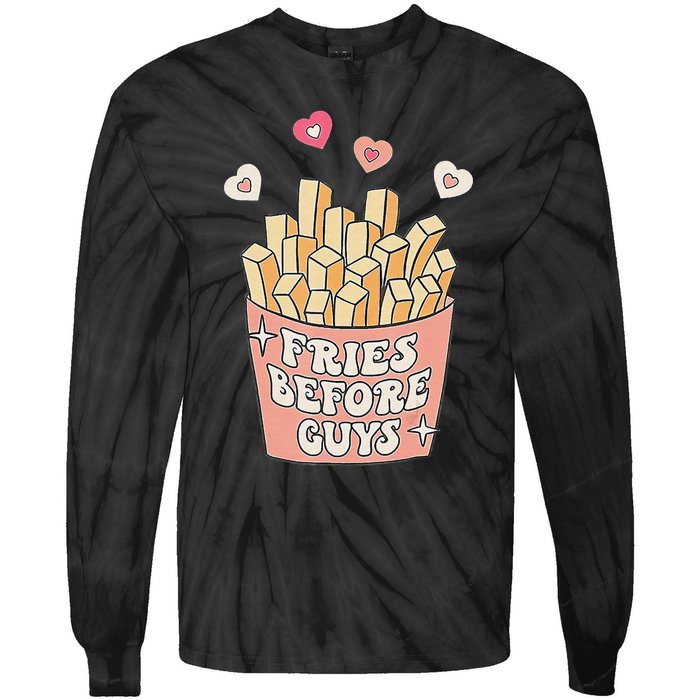 Fries Before Guys Cute Valentine's Day Tie-Dye Long Sleeve Shirt