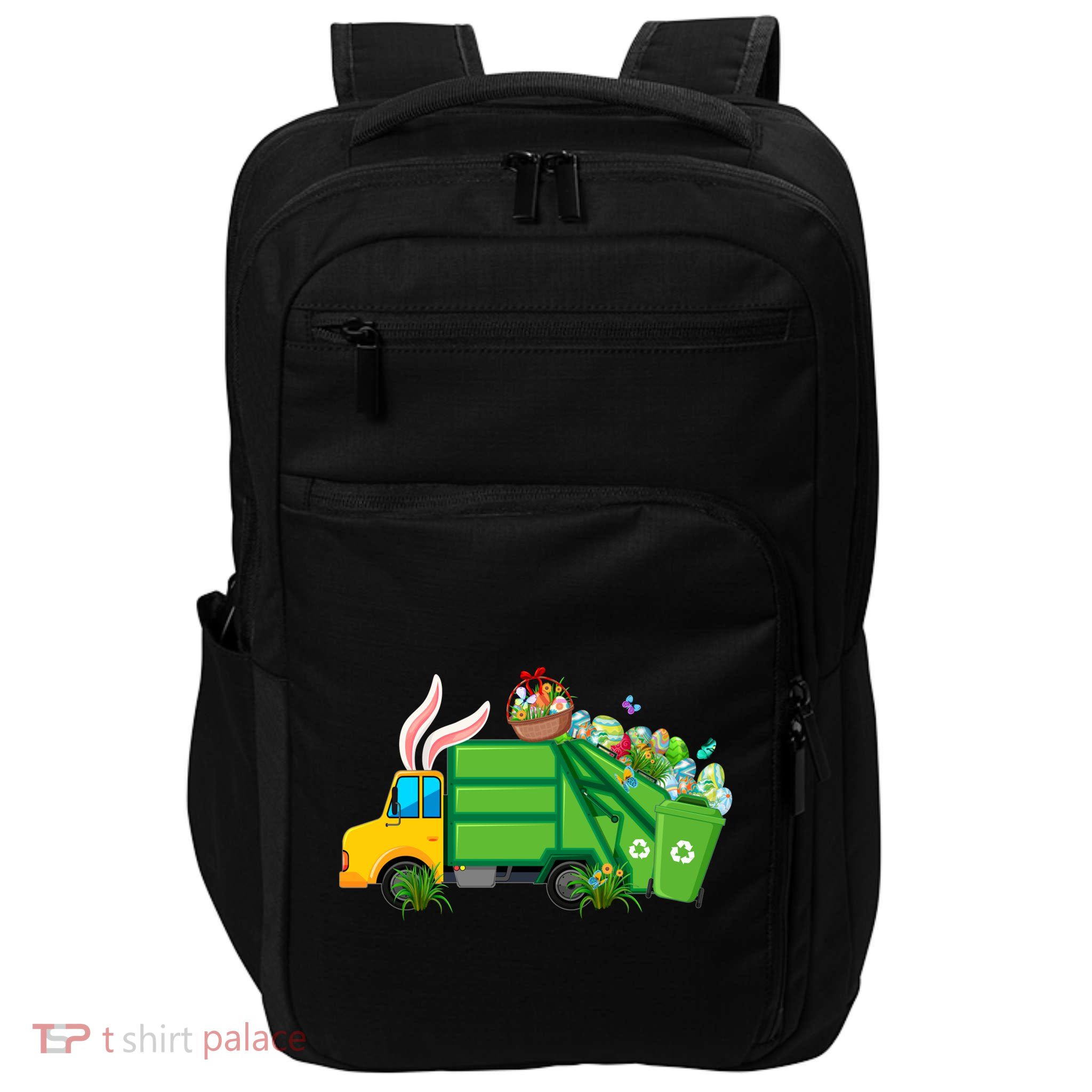 Funny Bunny Garbage Truck Colorful Eggs Easter Day Cute Gift Impact Tech Backpack