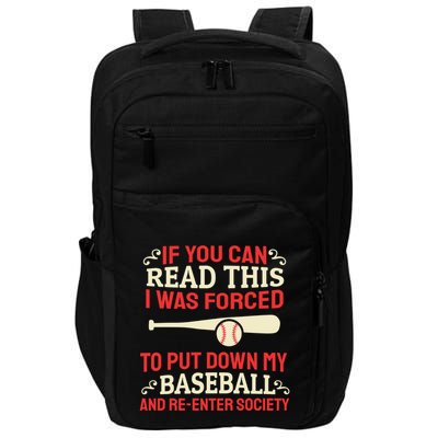Funny Baseball Game Player Bat Pitch Homerun Gift Baseballer Great Gift Impact Tech Backpack