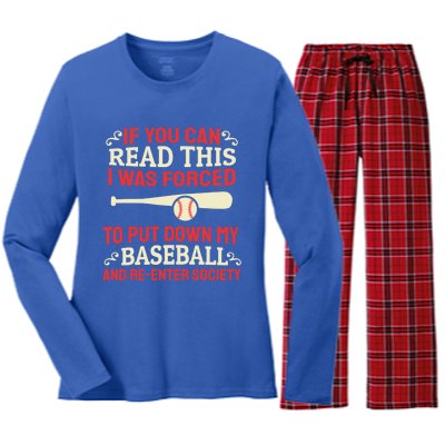 Funny Baseball Game Player Bat Pitch Homerun Gift Baseballer Great Gift Women's Long Sleeve Flannel Pajama Set 