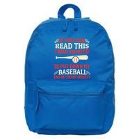 Funny Baseball Game Player Bat Pitch Homerun Gift Baseballer Great Gift 16 in Basic Backpack