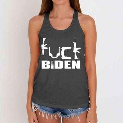 F*ck Biden Guns Logo Women's Knotted Racerback Tank