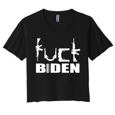 F*ck Biden Guns Logo Women's Crop Top Tee