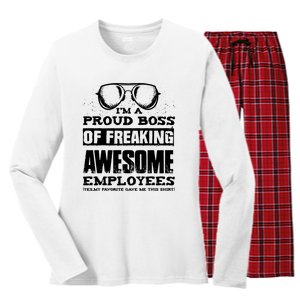 Funny Boss Gift IM A PROUD BOSS OF FREAKING Women's Long Sleeve Flannel Pajama Set 