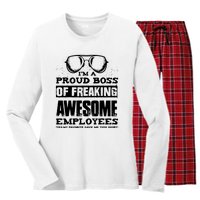 Funny Boss Gift IM A PROUD BOSS OF FREAKING Women's Long Sleeve Flannel Pajama Set 