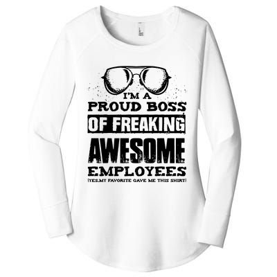 Funny Boss Gift IM A PROUD BOSS OF FREAKING Women's Perfect Tri Tunic Long Sleeve Shirt