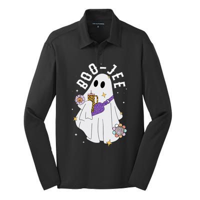 Funny Boojee Ghost Halloween Boo Jee Ghost Spooky Silk Touch Performance Long Sleeve Polo