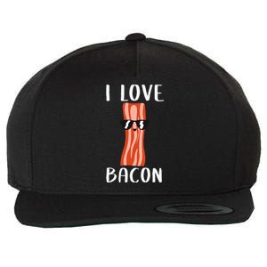 Funny Bacon Gift For Cool Geeky I Love Bacon Wool Snapback Cap