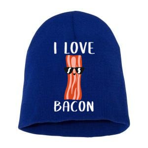 Funny Bacon Gift For Cool Geeky I Love Bacon Short Acrylic Beanie