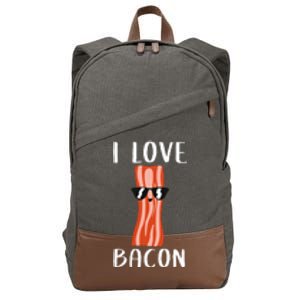 Funny Bacon Gift For Cool Geeky I Love Bacon Cotton Canvas Backpack