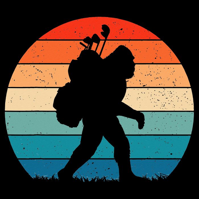 Funny Bigfoot Golf Vintage Retro Sasquatch Playing Golf Gift Cooling Performance Crew T-Shirt