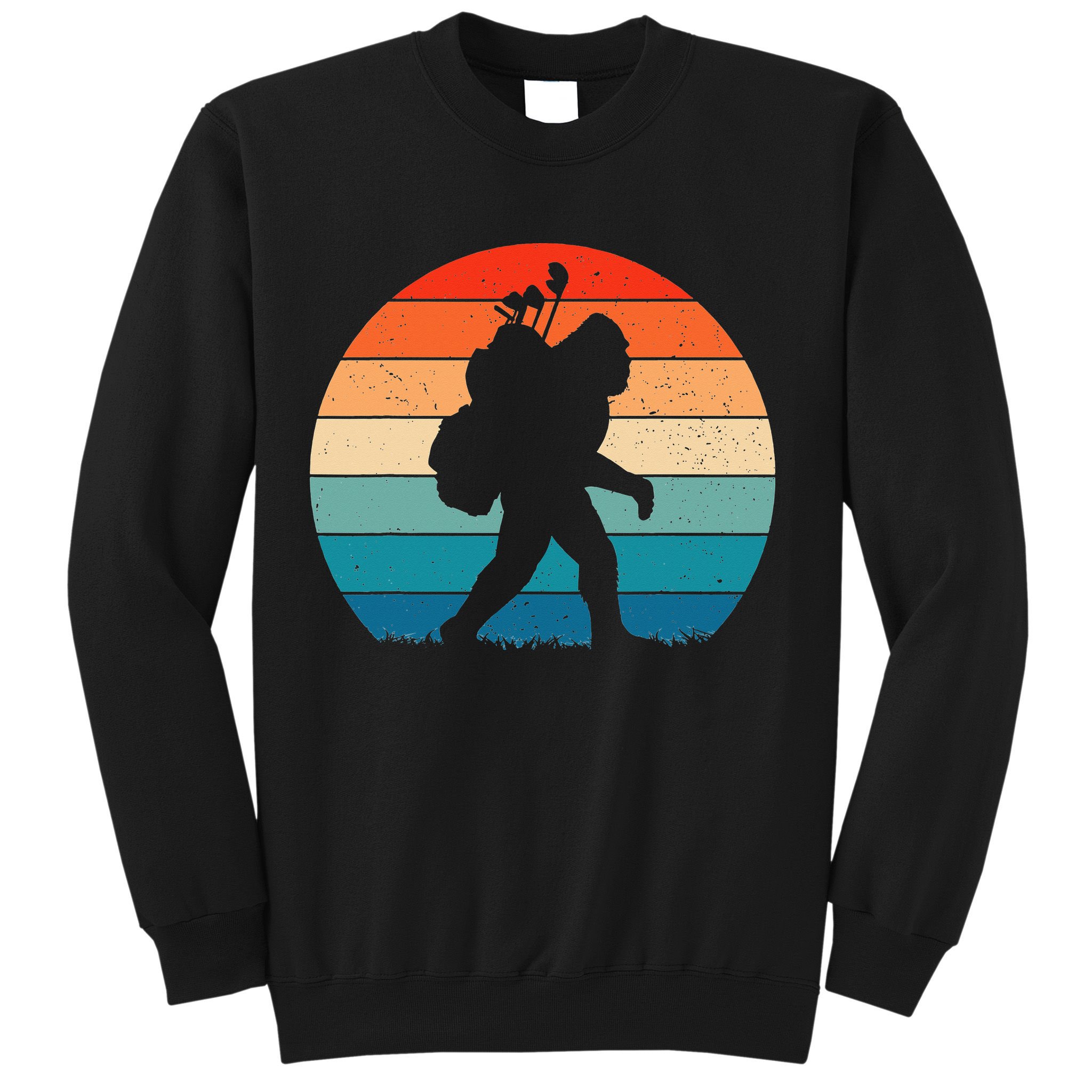 Funny Bigfoot Golf Vintage Retro Sasquatch Playing Golf Gift Sweatshirt