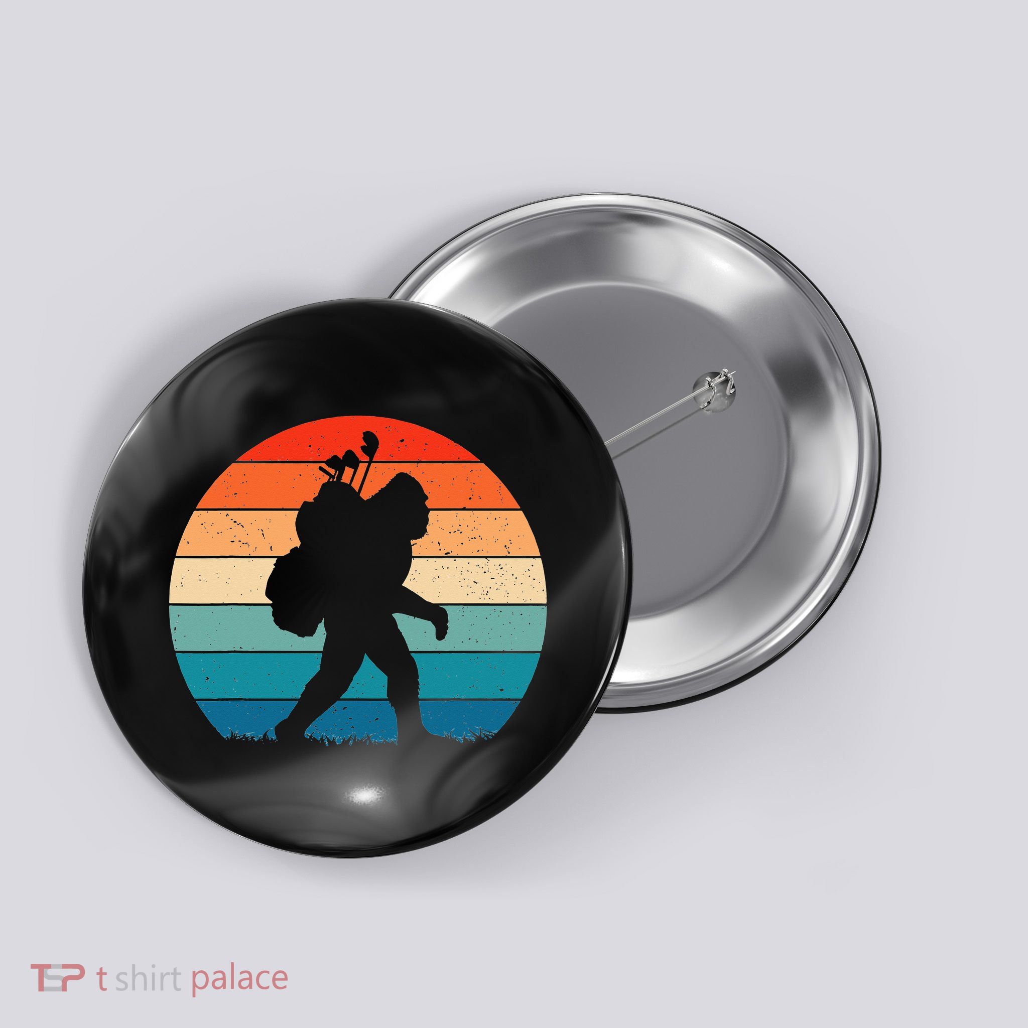 Funny Bigfoot Golf Vintage Retro Sasquatch Playing Golf Gift Button