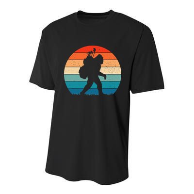 Funny Bigfoot Golf Vintage Retro Sasquatch Playing Golf Gift Youth Performance Sprint T-Shirt