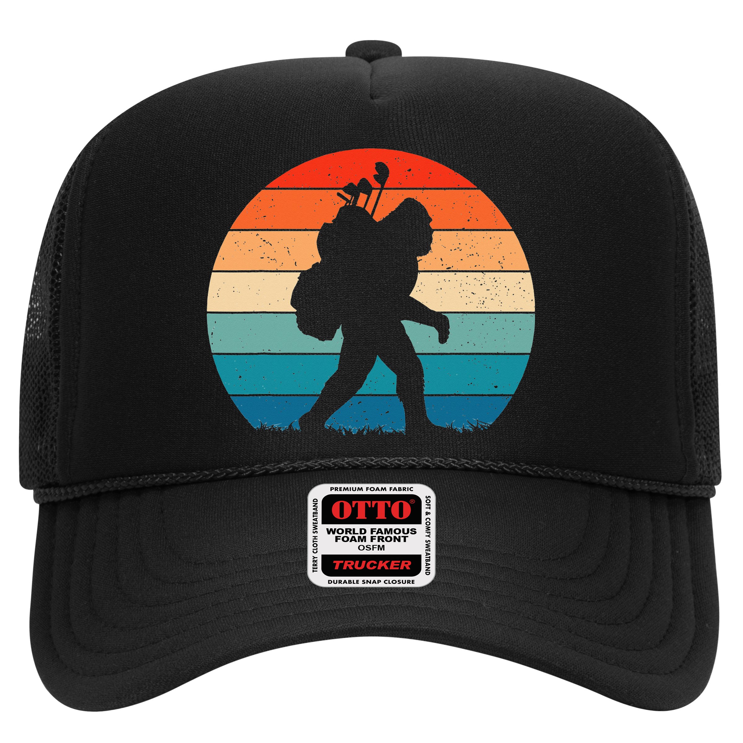 Funny Bigfoot Golf Vintage Retro Sasquatch Playing Golf Gift Hat