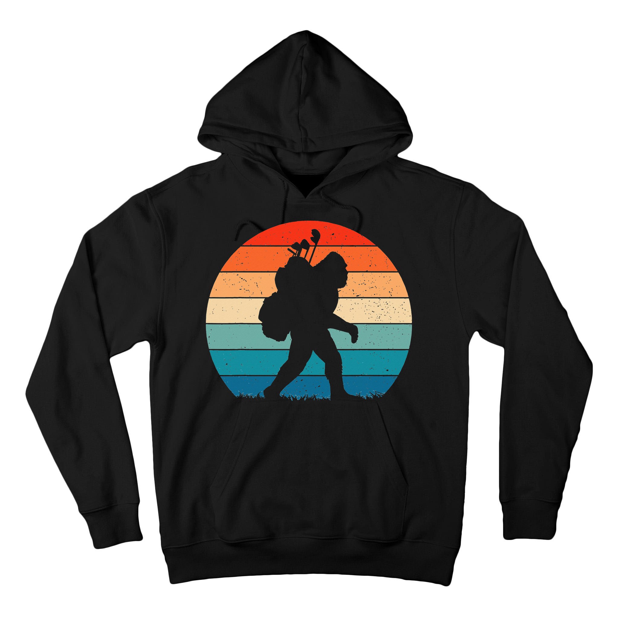 Funny Bigfoot Golf Vintage Retro Sasquatch Playing Golf Gift Tall Hoodie