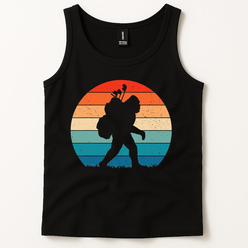 Funny Bigfoot Golf Vintage Retro Sasquatch Playing Golf Gift Tank Top