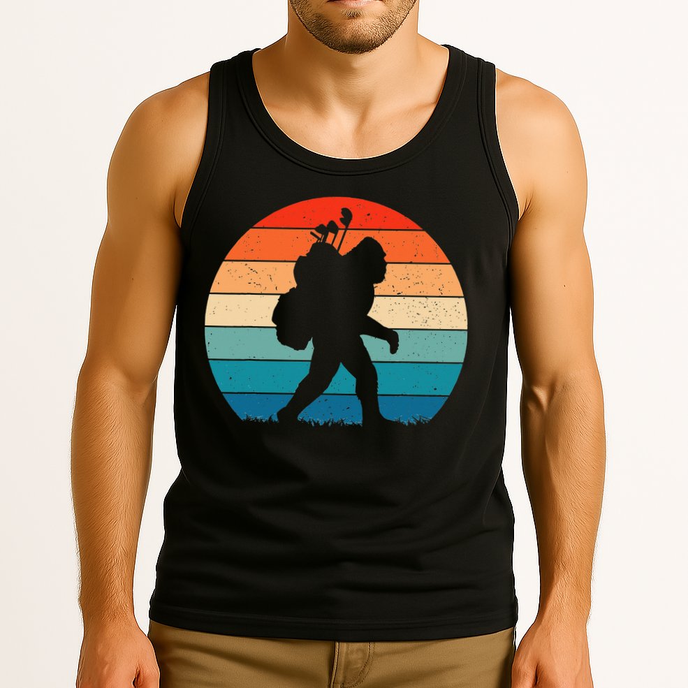 Funny Bigfoot Golf Vintage Retro Sasquatch Playing Golf Gift Tank Top