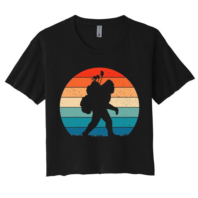 Funny Bigfoot Golf Vintage Retro Sasquatch Playing Golf Gift Crop Top