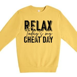 Funny Bodybuilder Gift Fitness Gym Workout Cheat Day Funny Gift Premium Crewneck Sweatshirt