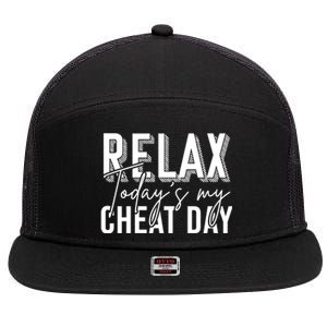 Funny Bodybuilder Gift Fitness Gym Workout Cheat Day Funny Gift 7 Panel Mesh Trucker Snapback Hat