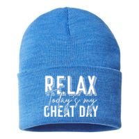 Funny Bodybuilder Gift Fitness Gym Workout Cheat Day Funny Gift Sustainable Knit Beanie