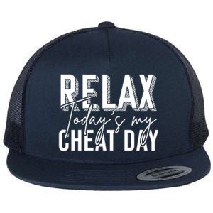 Funny Bodybuilder Gift Fitness Gym Workout Cheat Day Funny Gift Flat Bill Trucker Hat