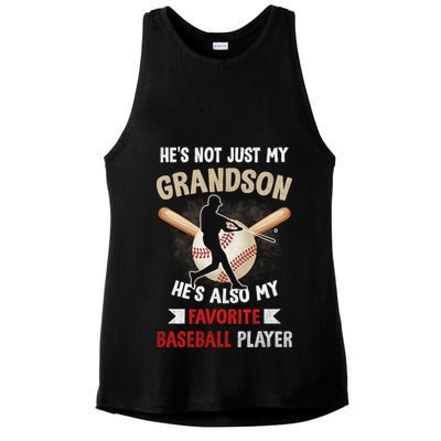 Funny Baseball Grandpa Grandson My Favorite Baseball Player Ladies PosiCharge Tri-Blend Wicking Tank