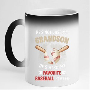 Funny Baseball Grandpa Grandson My Favorite Baseball Player 11oz Black Color Changing Mug